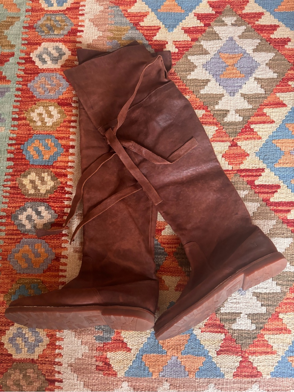 Frye Women's Tall Brown Suede Over-the-Knee Boots with Tie